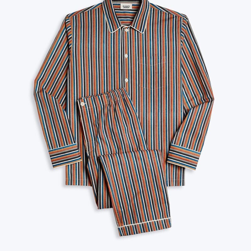 SLEEPY JONES Henry Pajama Set in Woodblock Stripe