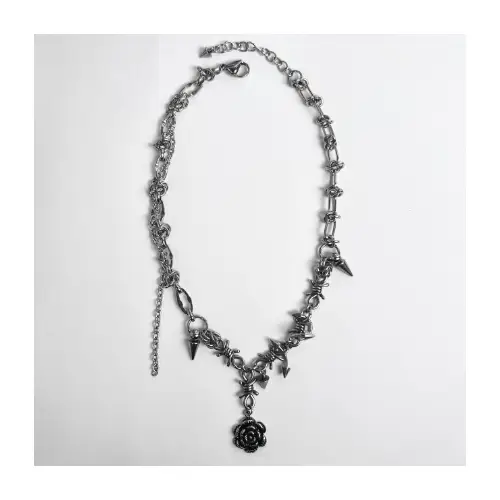 VENE rose and barbwire necklace