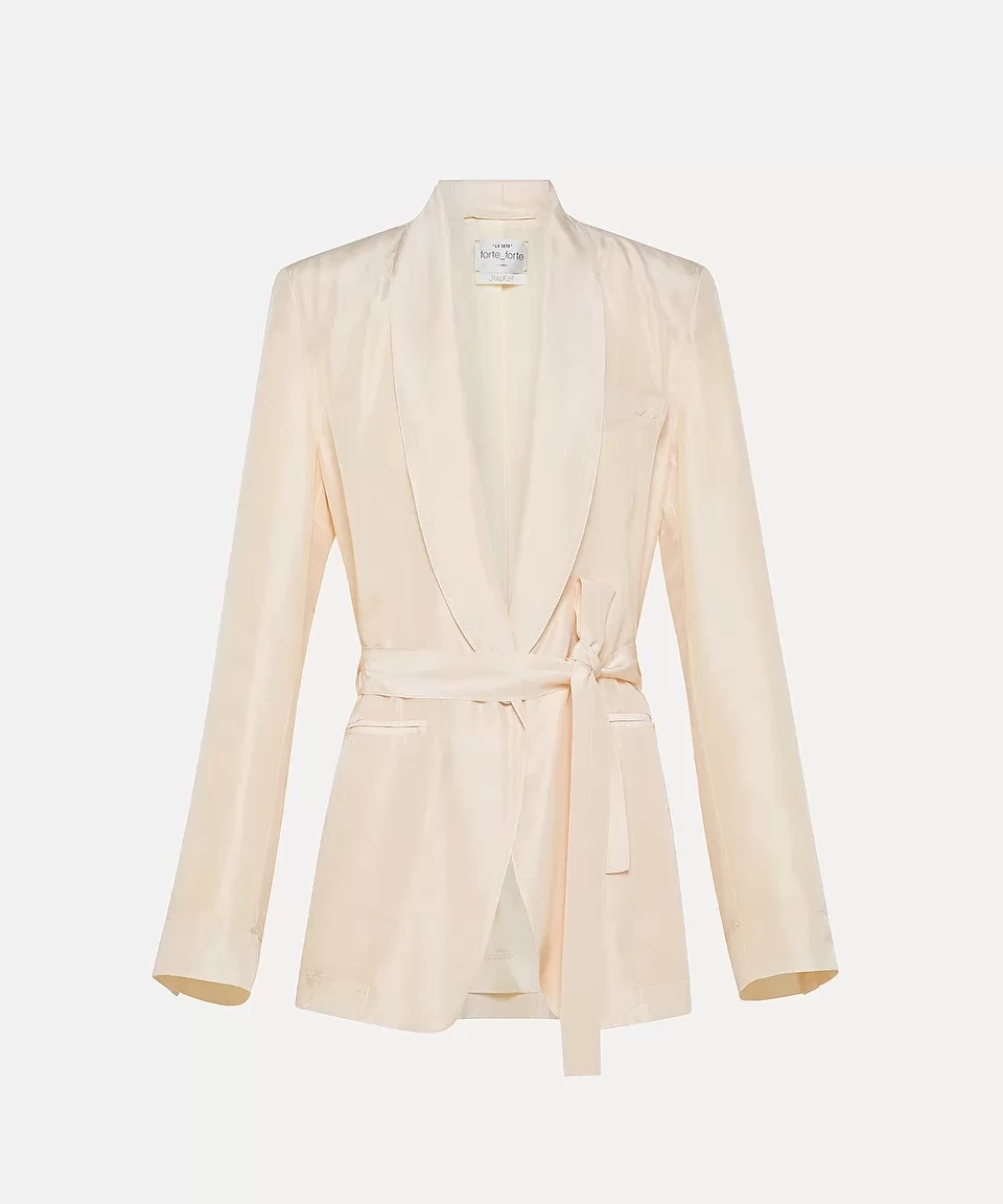 forte_forte belted jacket in habotai silk