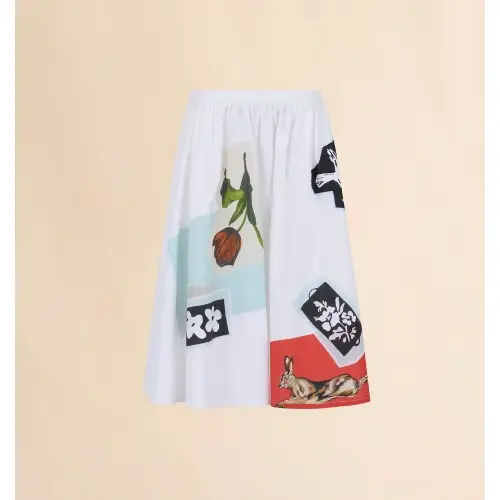 MARNI ホワイト ポプリン製Aラインスカート