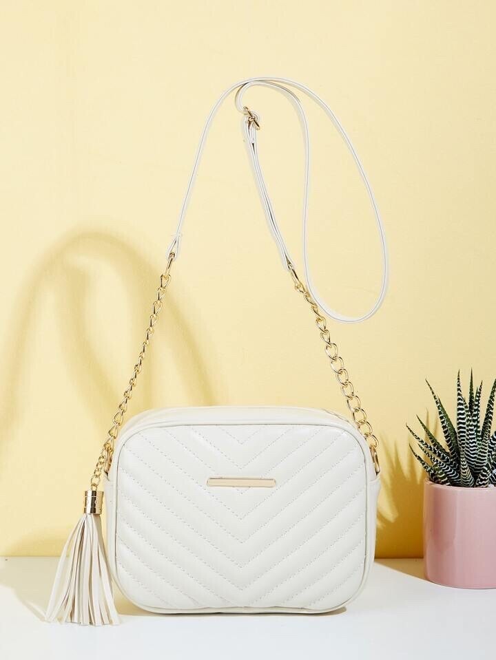 SHEIN シェブロンスクエアバッグ