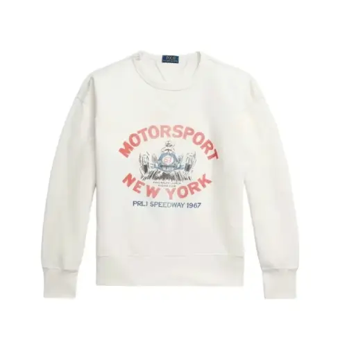 POLO RALPH LAUREN Long-Sleeve Seasonal Fleece Print Motorsport Crewneck