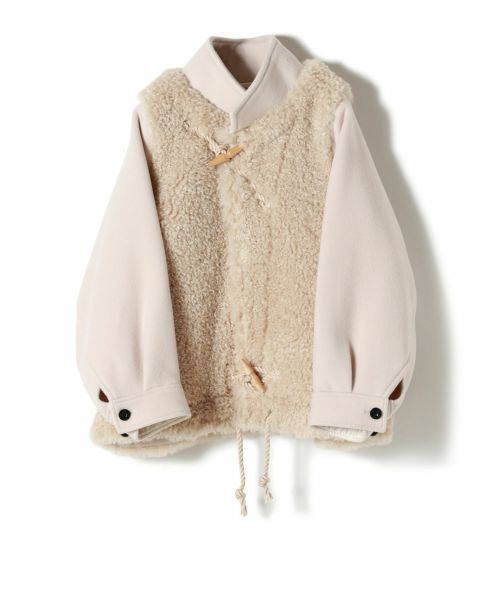 HYKE DOUBLE FACE FAUX SHERLING DUFFLE JACKET