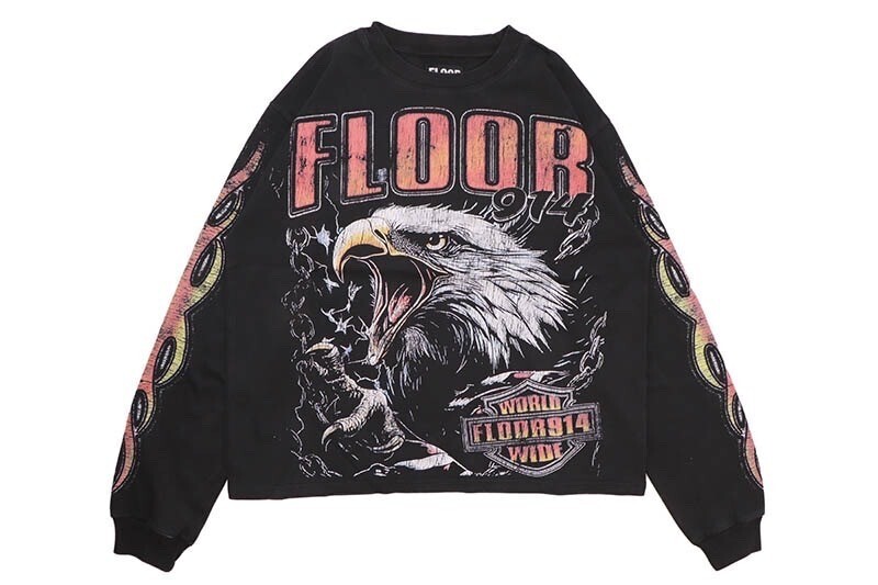 FLOOR 914 SKY STRIKER LONG SLEEVE T-SHIRT (BLACK)