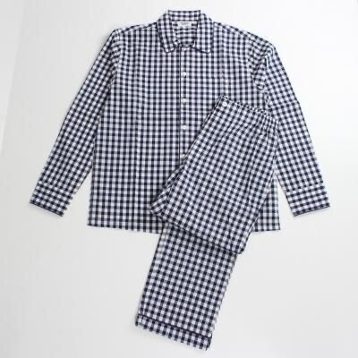 SLEEPY JONES Henry Pajama Set/Large Navy Gingham