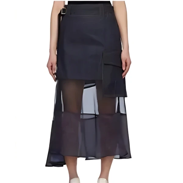 sacai Sheer Panel Skirt Denim