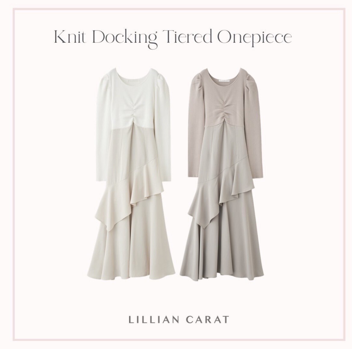 LILLIAN CARAT ニットドッキングティアードワンピース