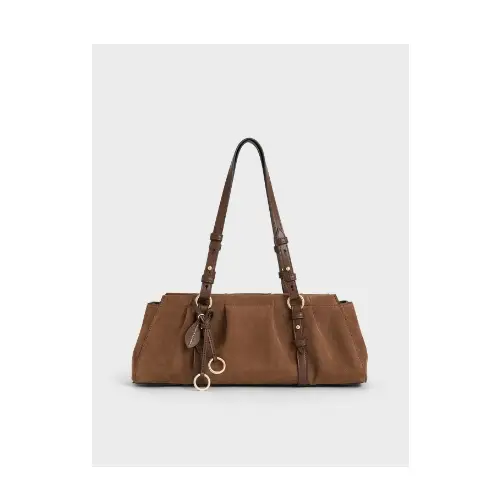 CHARLES & KEITH Britton ブリットン スエードルーシュドイロンゲイトショルダーバッグ