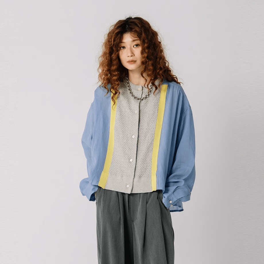BLANC basque アランニット切替シャツカーディガン