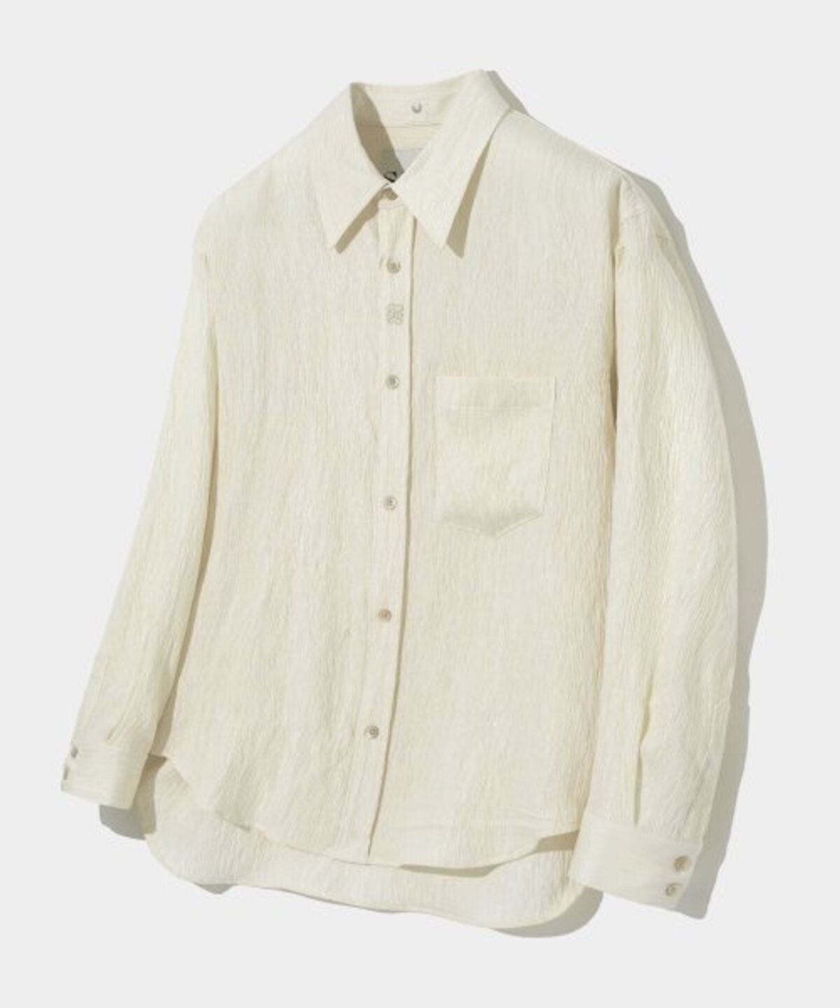 SATUR Zadar Crinkled Organic Shirt Yellow Ivory