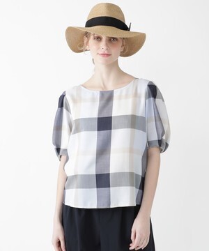 BLUE LABEL CRESTBRIDGE クレストブリッジチェックドレープツイルブラウス