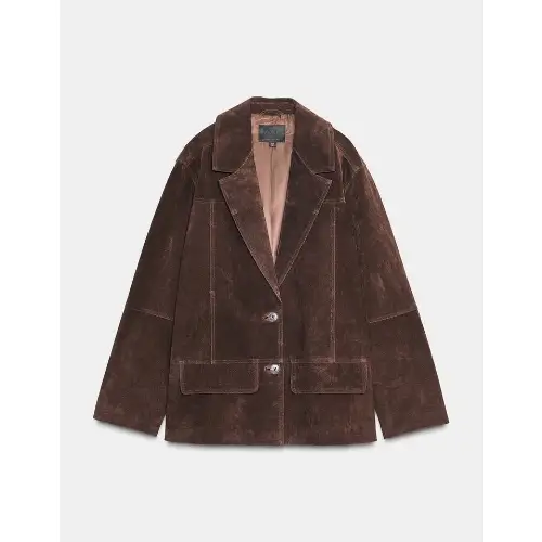ZARA 100% レザー スエード オーバーサイズジャケット