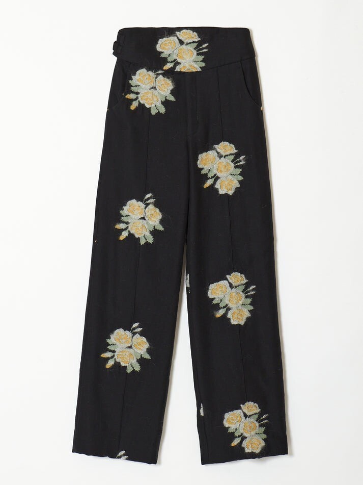 Tanaka Daisuke pink(yellow) rose jacquard pants