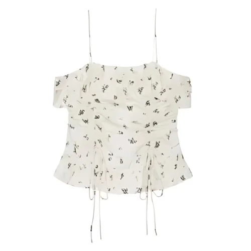 GANNI Printed Satin Slip Top