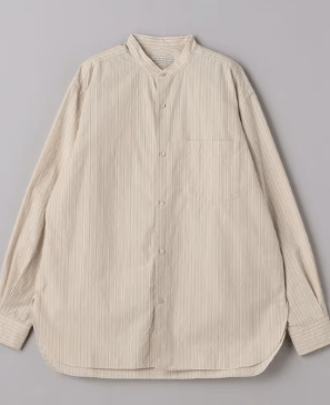 UNITED ARROWS カリビアーナミルズ ポプリン バンドカラーシャツ