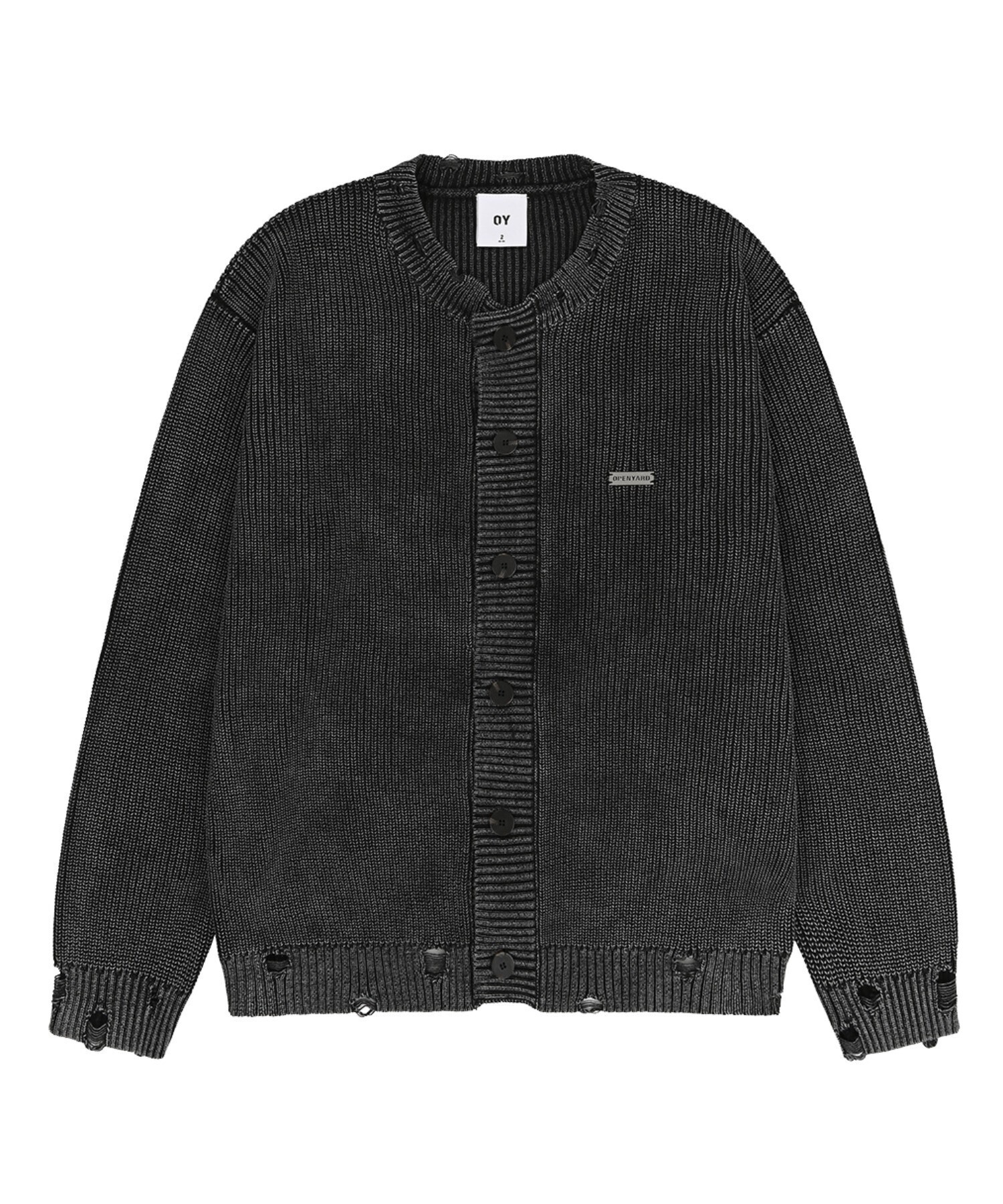 OY DISTRESSED DYED CARDIGAN