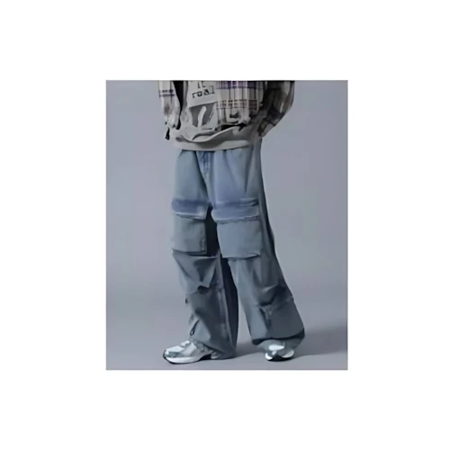 Danke Schon CEMICALBLEACH DENIM CARGO PANTS
