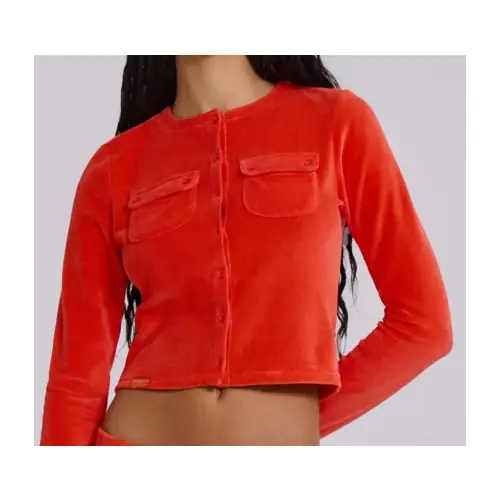Jaded London Tangerine Velour Cardigan