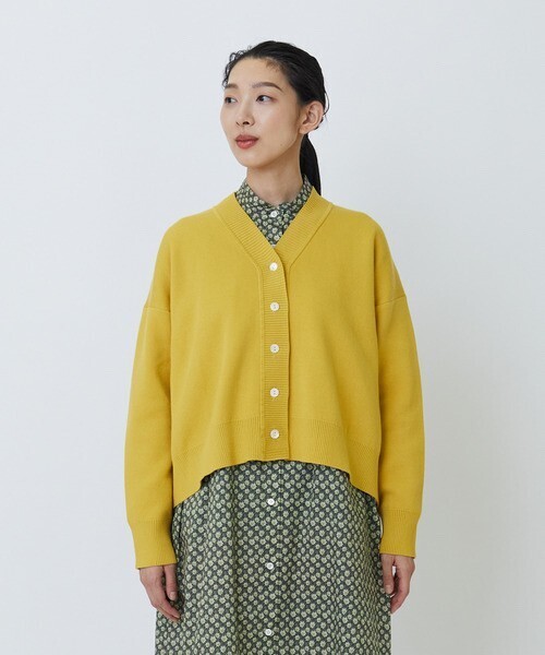 LOISIR コットン接結編みショートカーディガン