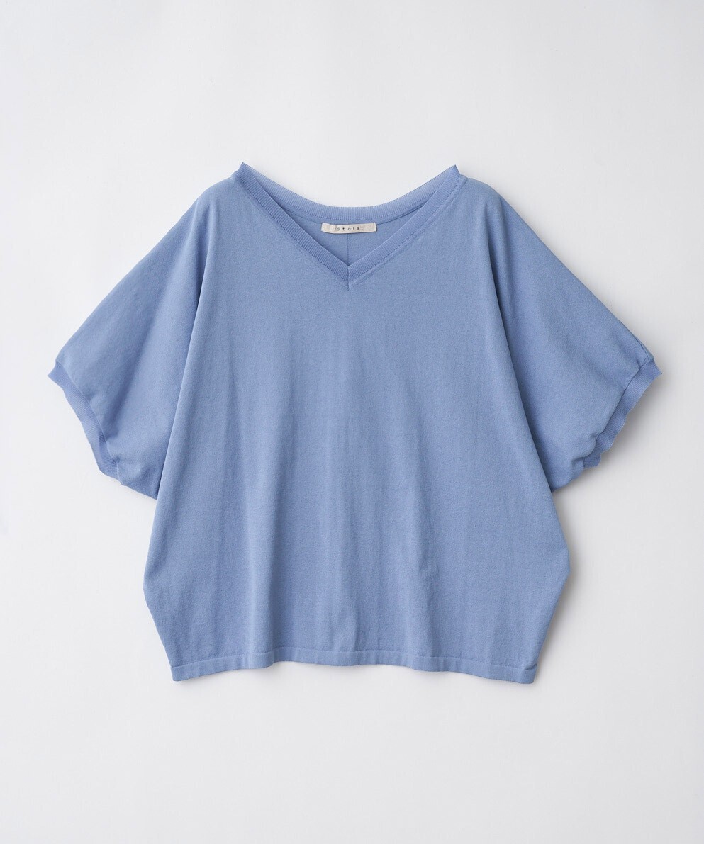 Stola. Vネックドルマンポンチョニットプルオーバー