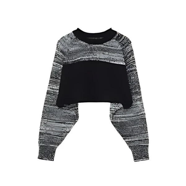 Yohji Yamamoto CURLY YARN RAGLAN SLEEVE CROPPED PULLOVER