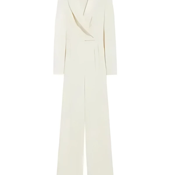 Max Mara Mincio Jumpsuit In Beige Stretch Wool