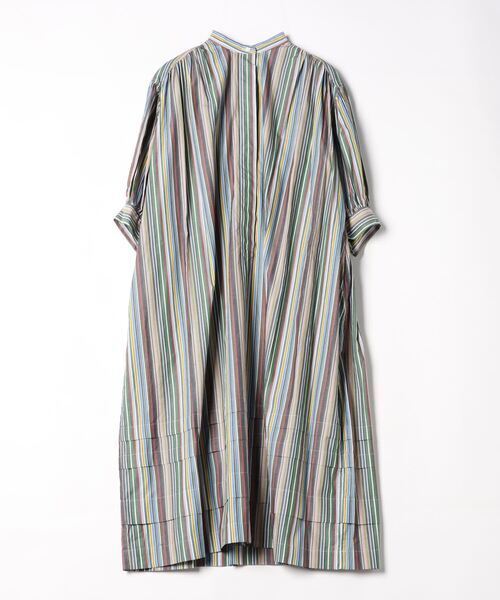 THE SHINZONE BAND COLLOR DRESS（MULTI STRIPE）