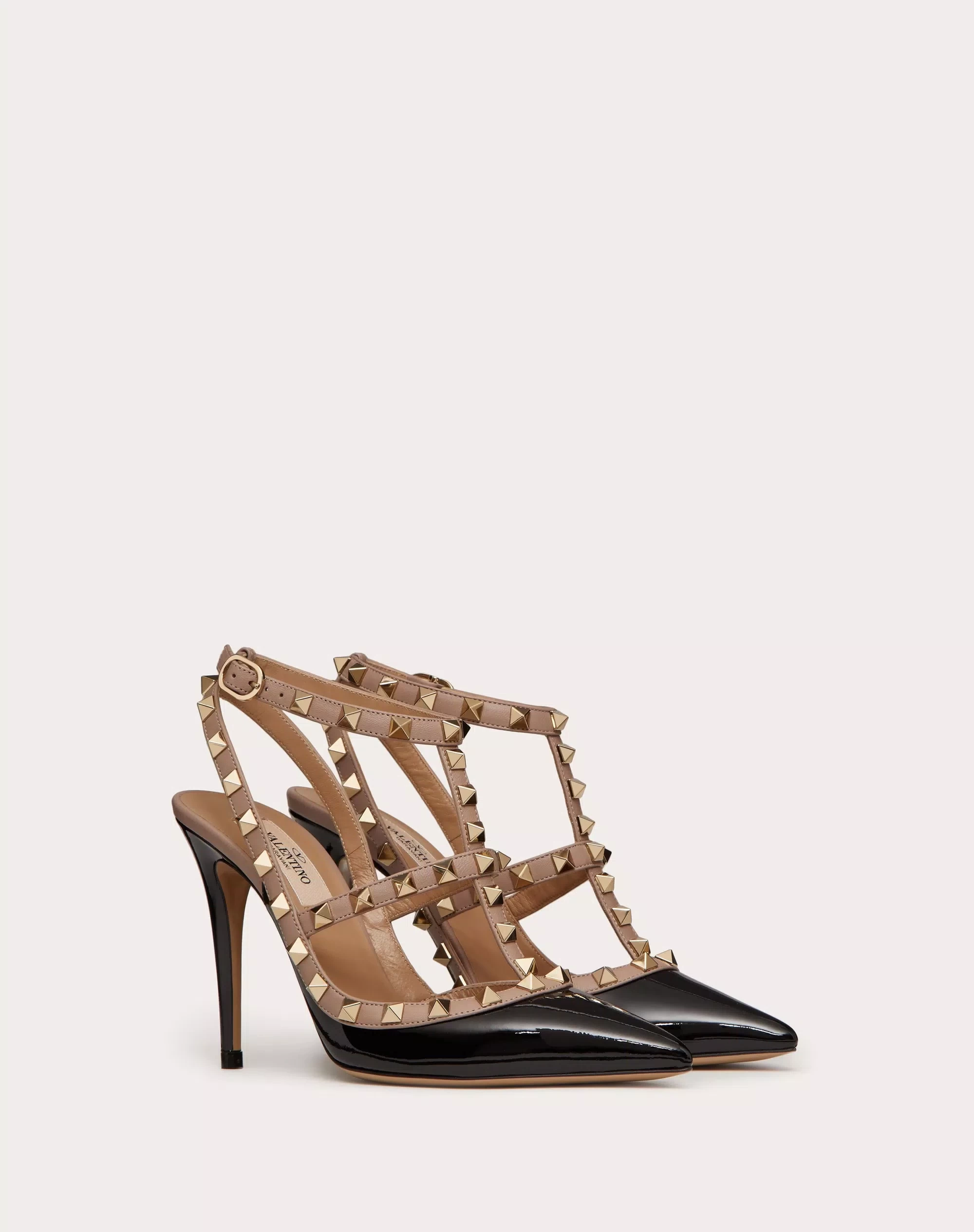 VALENTINO ロックスタッズ エナメル ストラップパンプス100MM
