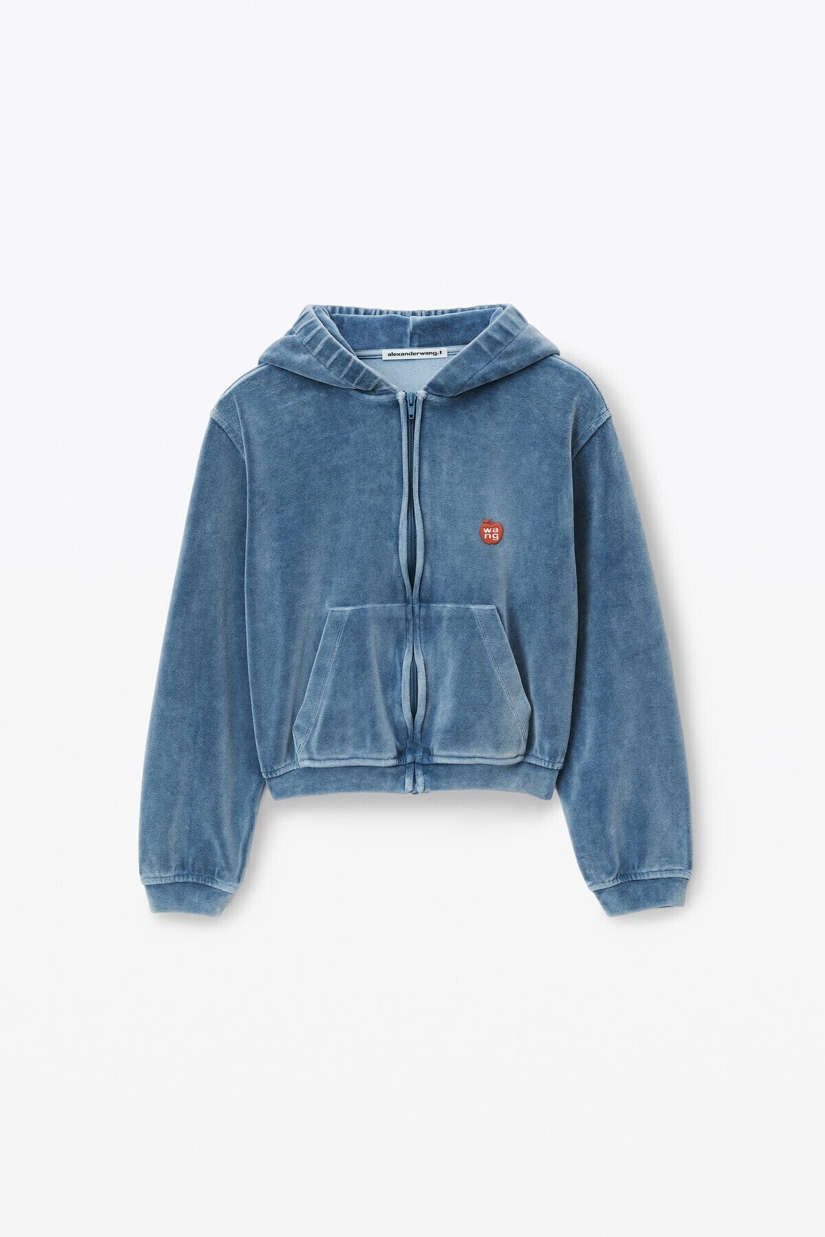 Alexander Wang appleロゴ入り ベロア シュランケン ジップアップフーディー