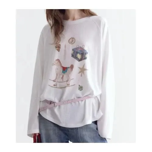 Fano Studios tシャツ 木馬モチーフ ラグランスリーブ ロングスリーブTシャツ