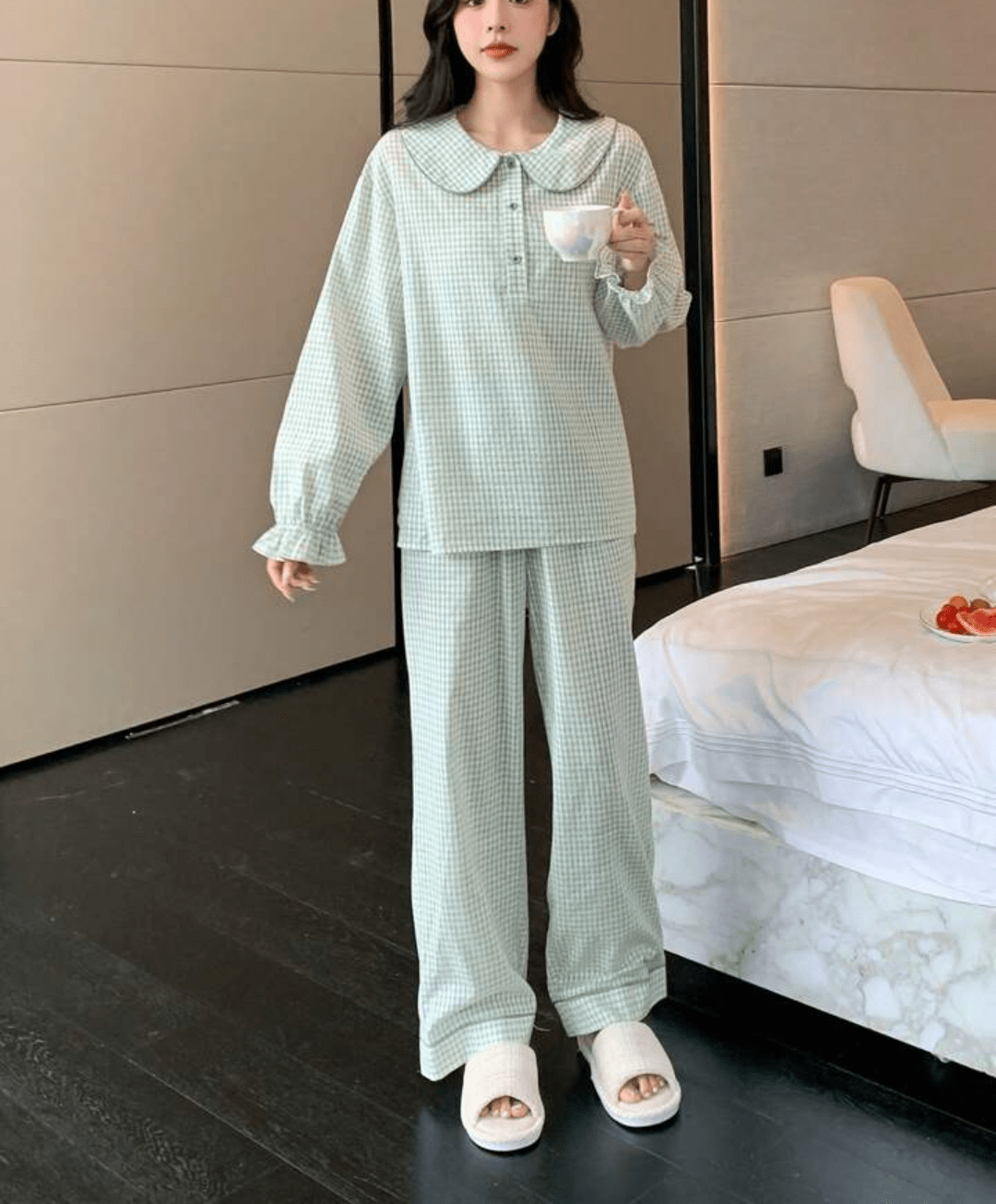 DAZY 無地柄 ピーターパンカラー PJセット