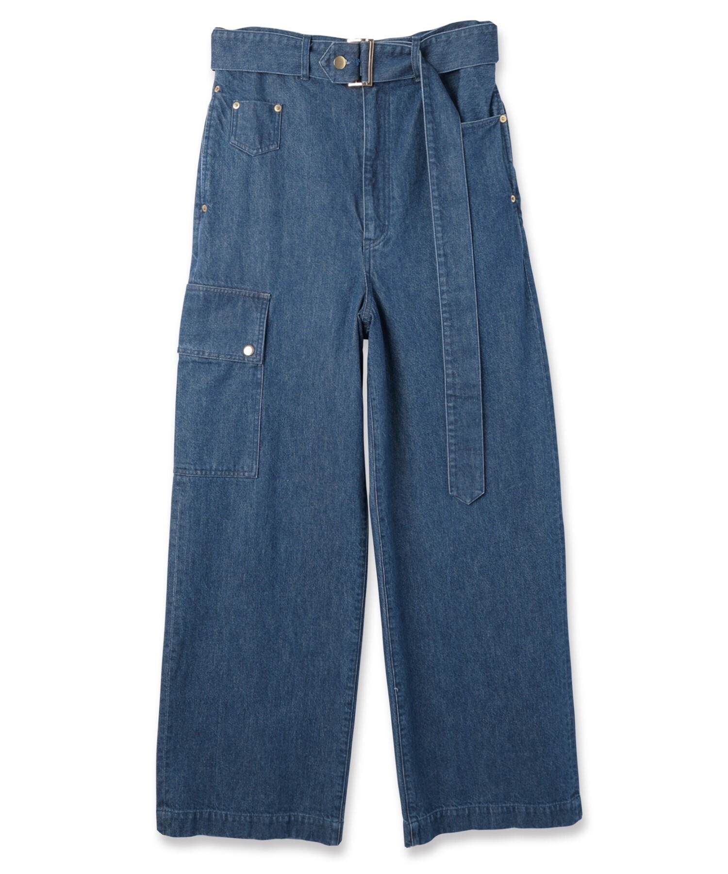 CULLNI Cargo Extra Wide Denim Pants with Long Belt