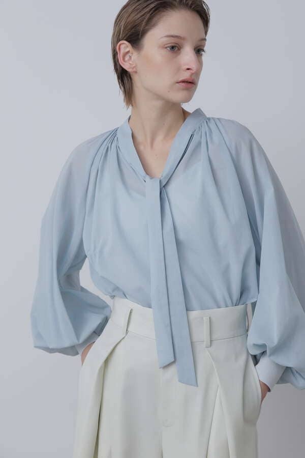 STUMBLY Cotton Voile Bowtie Blouse