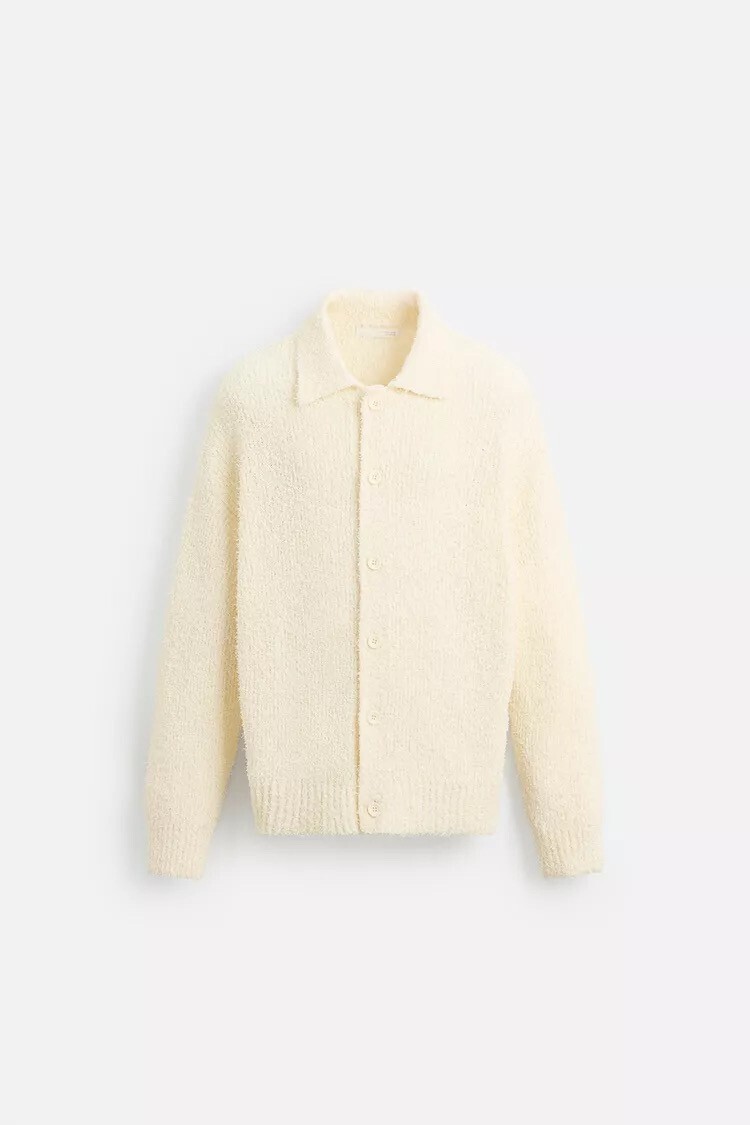 ZARA タオル地テクスチャー入りカーディガン