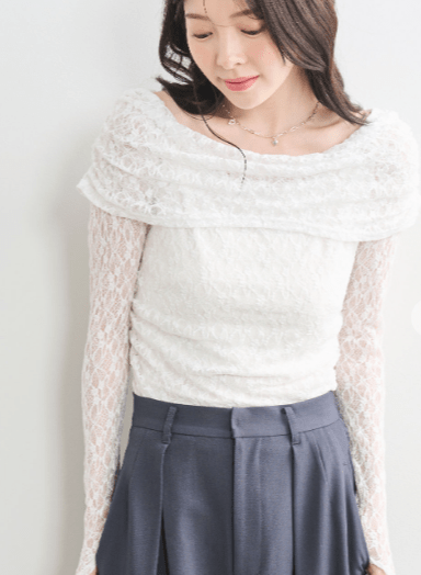 COCODEAL ストレッチレースオフショルトップス