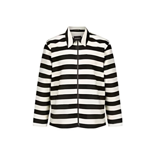 EMPORIO ARMANI striped zip-up shirt jacket