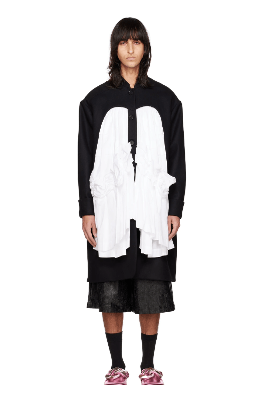 Simone Rocha ブラック&ホワイト パネル コート