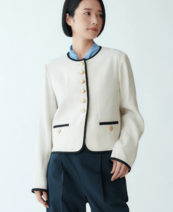 Brahmin パイピングノーカラージャケット