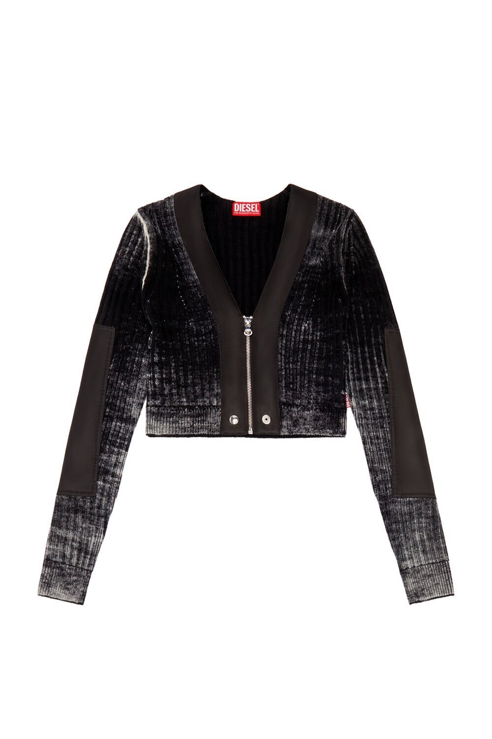 DIESEL M-Asera Cropped Wool Cardigan With Nylon Strings