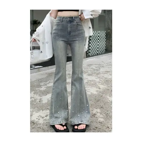 SHEIN DAZY ポケット付きフレアデザイン カジュアル デニムパンツ