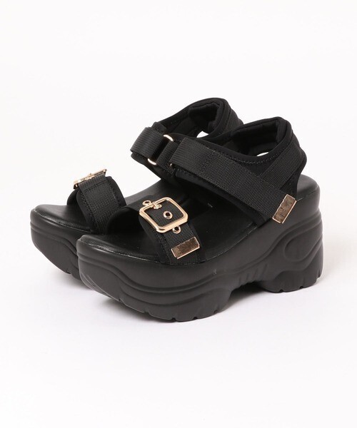 Shoes in Closet 超軽量厚底 スタイルアップソール ベルクロ スポーツサンダル