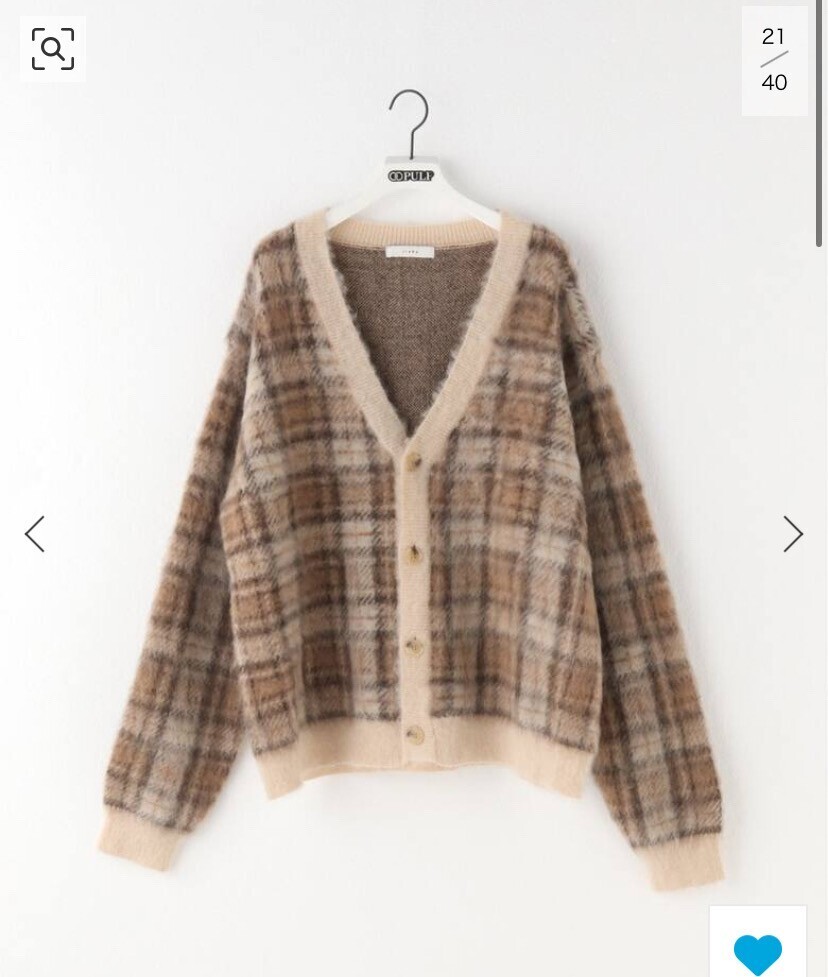 JIEDA MOHAIR CHECKED CARDIGAN