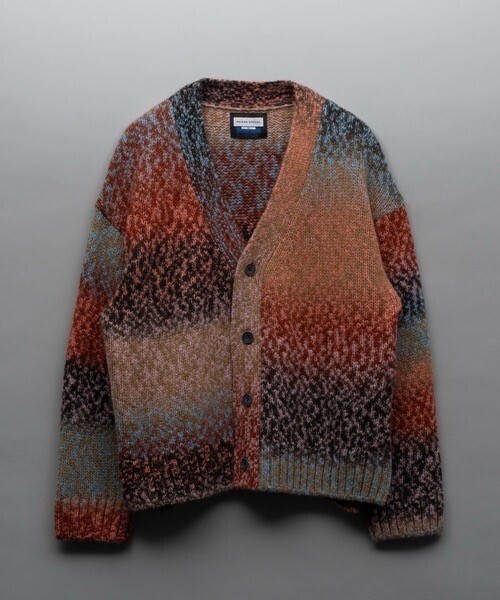 MAISON SPECIAL PINORI Long Space-Dye Gradation Prime-Over V-Neck Knit Ca