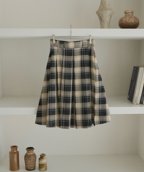 haek check pleated skirt