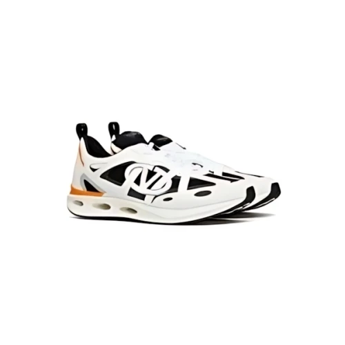 VALENTINO ロゴ イージージョグ カーフスキン X ファブリック ロートップスニーカー