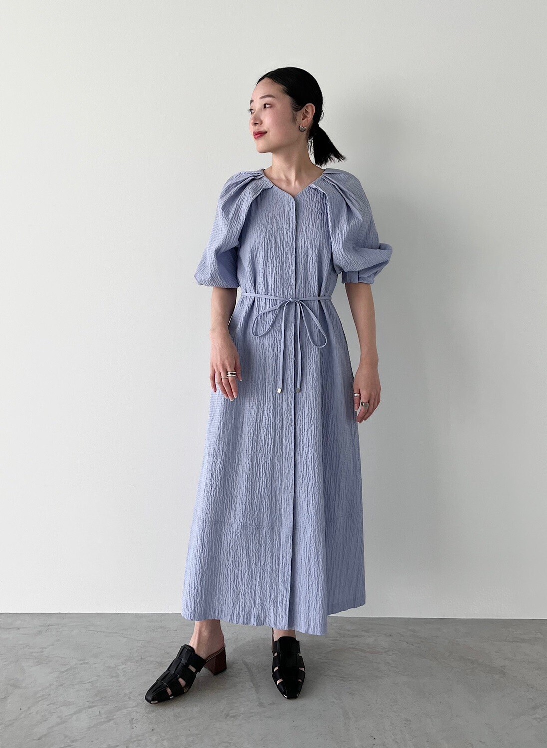 LOUNIE リップルボリュームスリーブワンピース