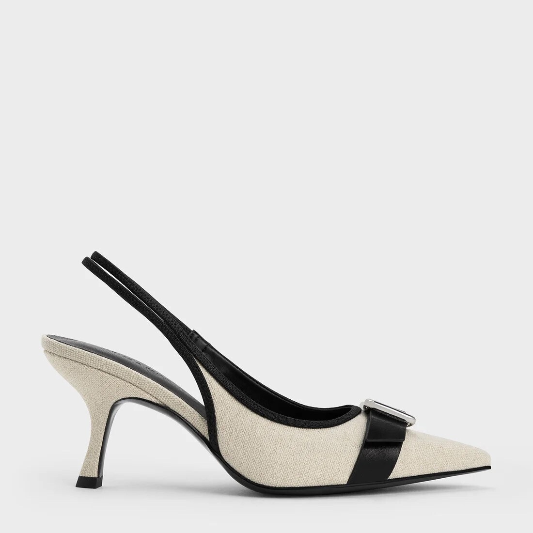CHARLES & KEITH バックル ポインテッドトゥスリングバックパンプス 【再入荷】（Chalk）