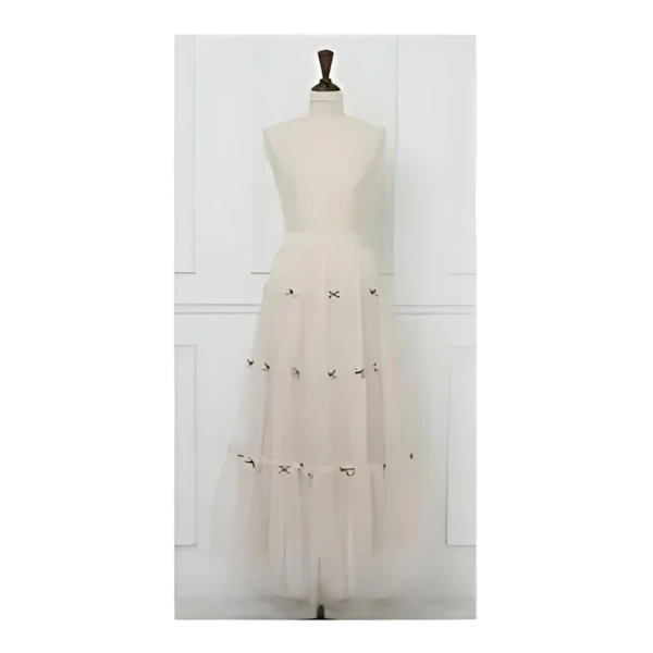 MISTREASS Mini Ribbon Volume Tulle Tiered Skirt