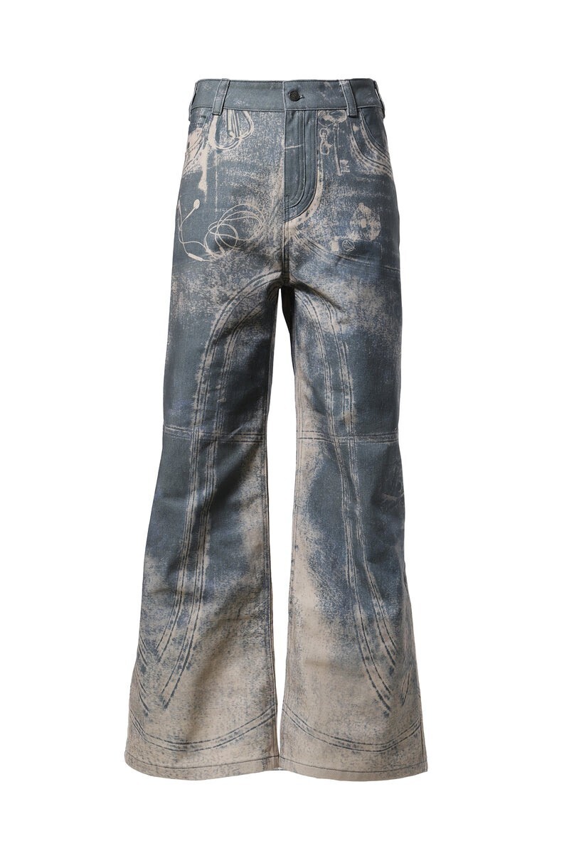 NO/FAITH STUDIOS PRINTED DENIM / IND USED LOOK PRINTED
