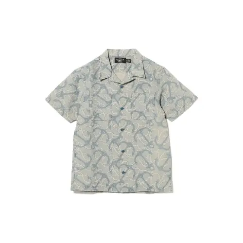 RRL Indigo Anchor-Print Camp Shirt